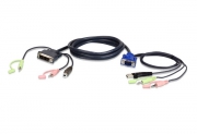 ATEN 2L-7DX2U video kabel adapter 1,8 m VGA (D-Sub) + 3.5mm + USB Type-A DVI-I + 3.5mm + USB Type-B Zwart, Groen, Roze
