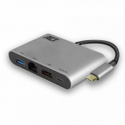 ACT AC7040 USB-C naar HDMI multiport adapter met ethernet, USB hub en cardreader