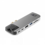 ACT AC7044 notebook dock & poortreplicator Docking USB 3.2 Gen 2 (3.1 Gen 2) Type-C Grijs