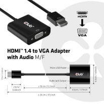 CLUB3D CAC-1302 video kabel adapter 0,5 m HDMI Type A (Standaard) VGA (D-Sub) Zwart