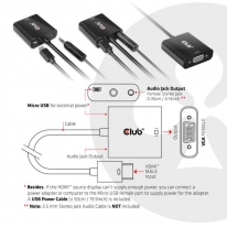 CLUB3D CAC-1302 video kabel adapter 0,5 m HDMI Type A (Standaard) VGA (D-Sub) Zwart
