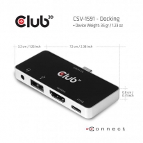 CLUB3D USB Type C 4-in-1 Hub to HDMI™ 4K60Hz USB Type C PD / USB Type A / Audio jack