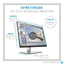 HP E-Series E24i G4 61 cm (24\") 1920 x 1200 Pixels WUXGA Zwart, Zilver