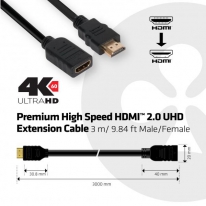 CLUB3D High Speed HDMI™ 2.0 4K60Hz VerlengKabel 3 meter M/V