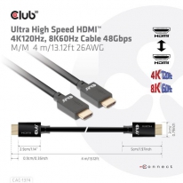 CLUB3D Ultra High Speed ​​HDMI™2.1 gecertificeerde kabel 4K120Hz, 8K60Hz 48Gbps M/V 4 Meter