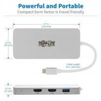 Tripp Lite U442-DOCK12-S interface hub USB 3.2 Gen 2 (3.1 Gen 2) Type-C 5000 Mbit/s Zilver