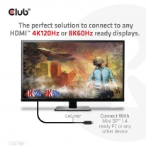 CLUB3D MiniDisplayPort 1.4 to HDMI 4K120Hz or 8K60Hz HDR10+ Cable M/M 1.8m / 6ft