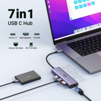 Ugreen 60515 USB-C Hub 2*USB3.0+HDMI+RJ45+SD&TF +PD port Converter