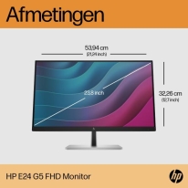 HP E-Series E24 G5 computer monitor 60,5 cm (23.8\") 1920 x 1080 Pixels Full HD LED Zilver, Zwart