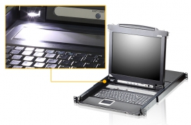 ATEN 8-Poorts PS/2-USB VGA LCD KVM Schakelaar met Ketenverbinding Poort en USB Randapparatuur Ondersteuning